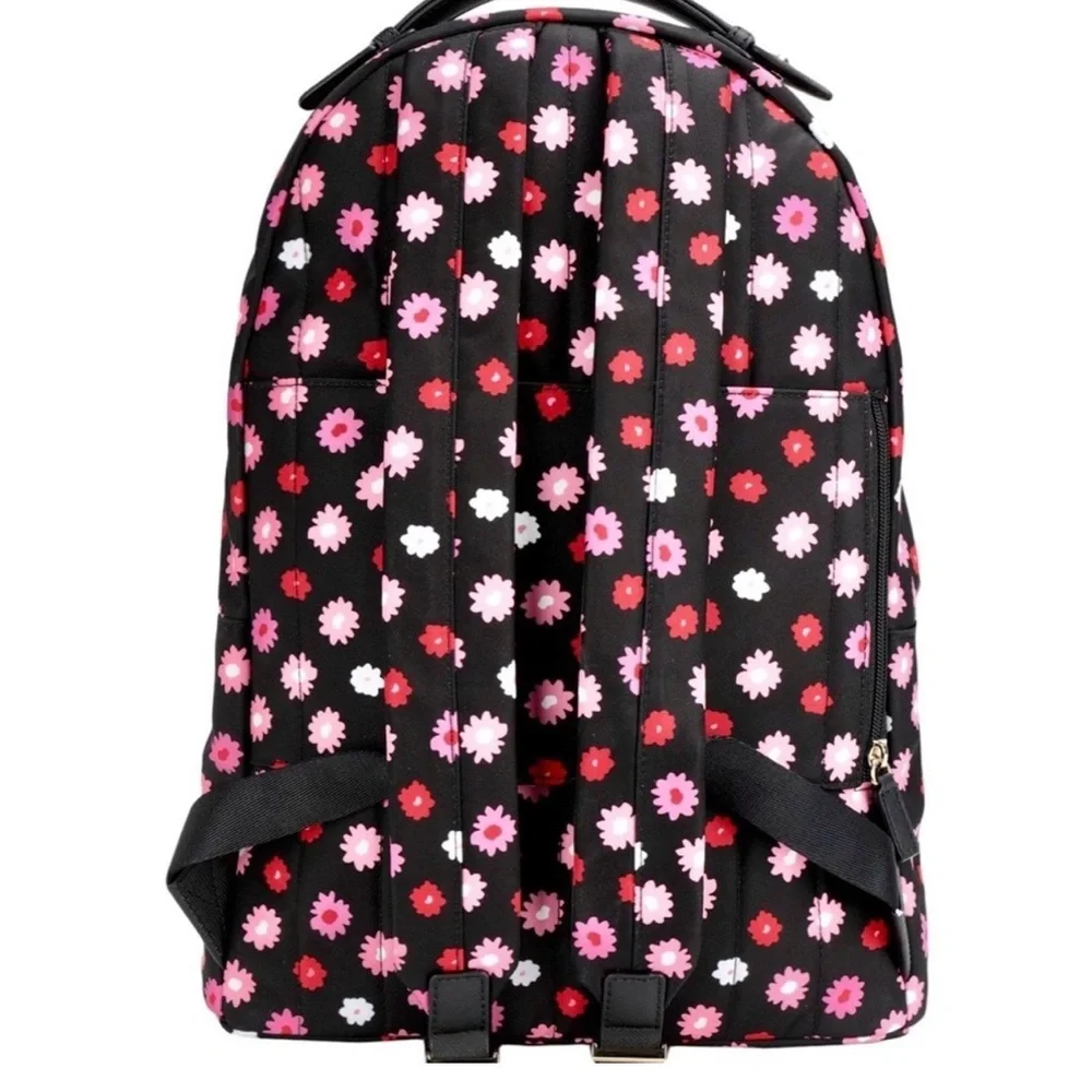 Michael Kors Black Backpack with Pink & Red Floral Dot Print